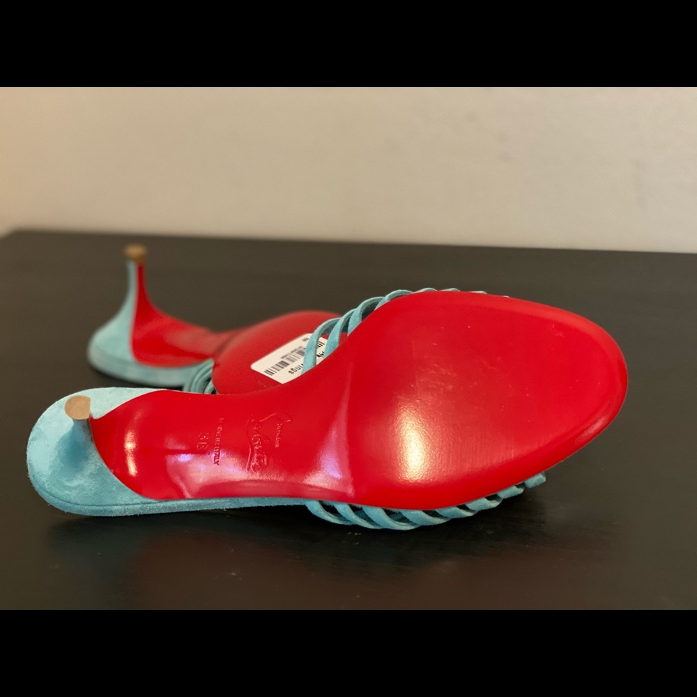 CHRISTIAN LOUBOUTIN BELBROSSA 55 TURQUOISE SUEDE. Brand NEW never worn. - Picture 12 of 13
